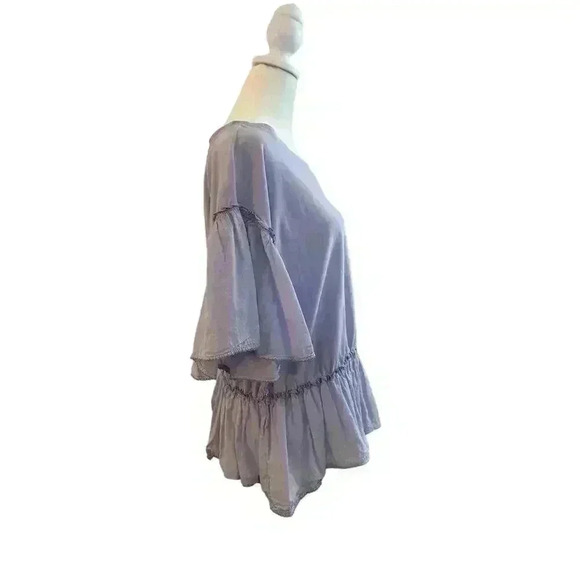 By Anthropologie Babydoll Top Light Lavender Color Cotton Size Large - Picture 7 of 12